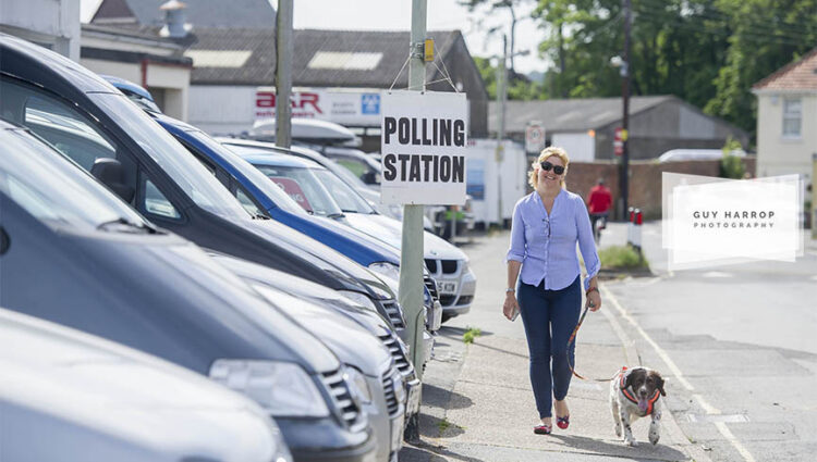 Photo by Guy Harrop. 23/06/16.  A voter walks by a polling station at a garage polling station in Barnstaple, North Devon as voting takes place in the EU referendum across Britain today. image copyright guy harrop info@guyharrop.com 07866 464282
