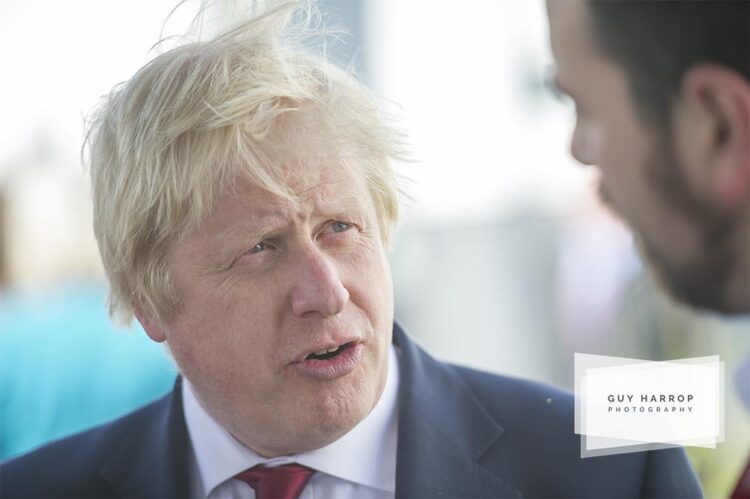 Photo by Guy Harrop. 01/07/16. Brexit leave campaigner Boris Johnson who announced he is no longer running for the Tory leadership bid pictured Friday after been ousted from the leadership race by fellow conservative member Mr Gove. Boris was in Devon visiting  Chumleigh college where he happily declared the school more open than it was 4 yrs ago. image copyright guy harrop info@guyharrop.com 07866 464282