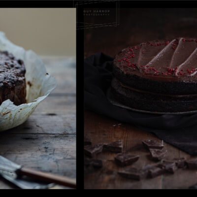 dark moody cakes in the food photography studio in Devon &copy; Guy Harrop 2026